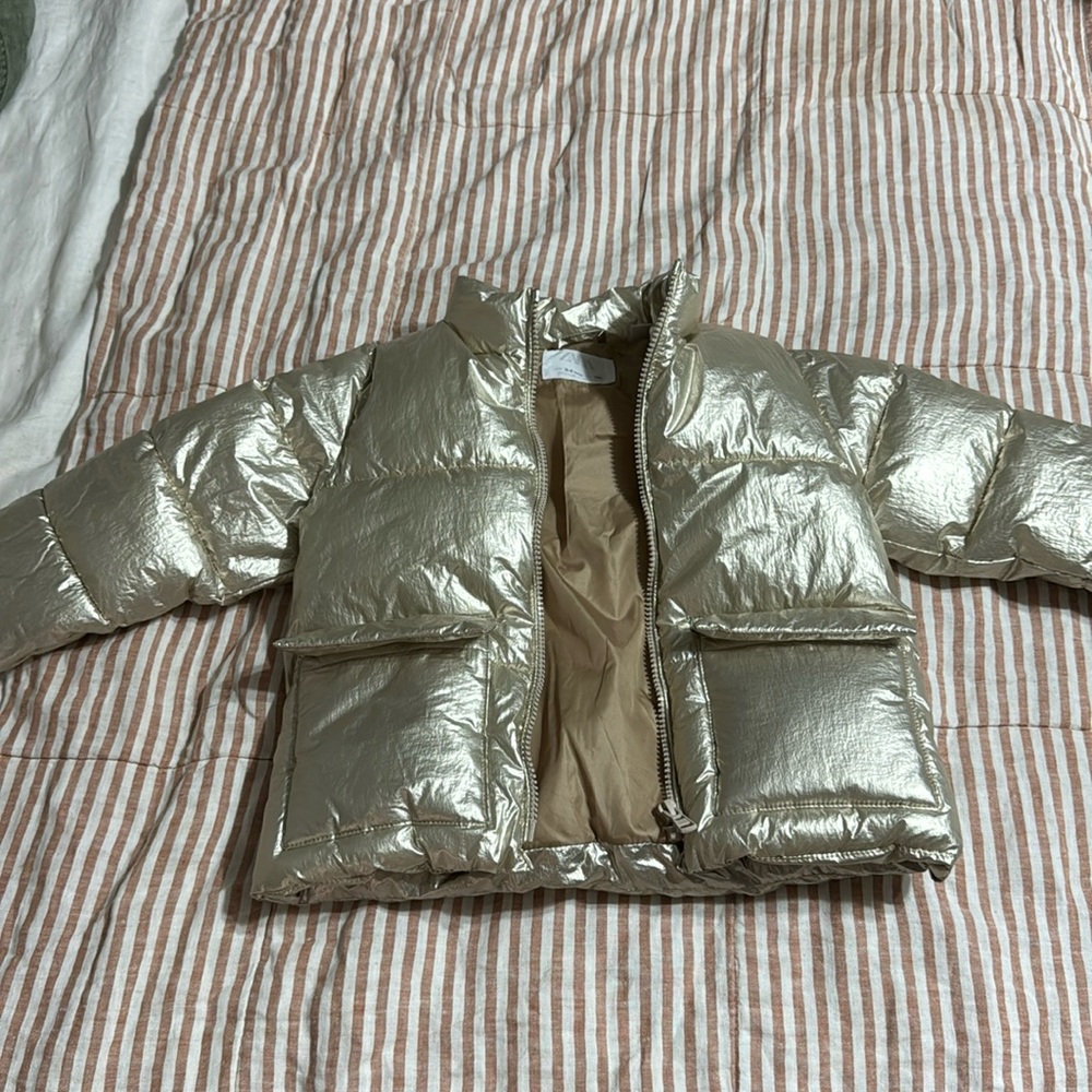 Zara metallic puffer 3-4T- like new